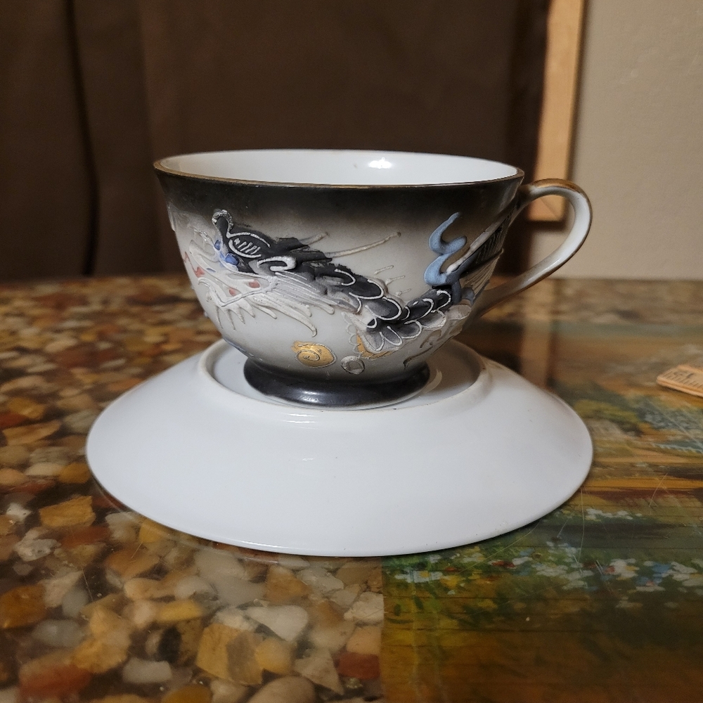 Vintage Hand Painted Nippon Moriage Dragonware‎ tea cup Victora Espresso size - Picture 10 of 15